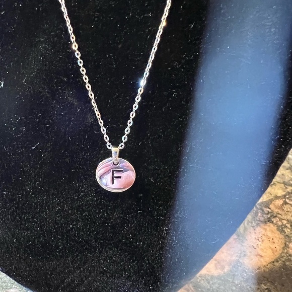 STERLING silver initial f necklace - Picture 2 of 5